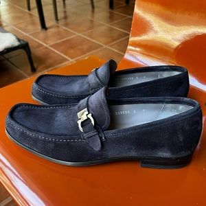 Blue Suede Ferragamo Loafers